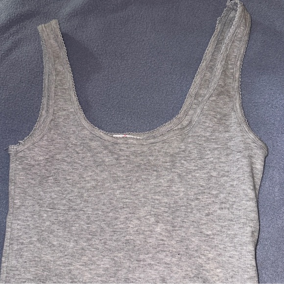 NWOT CottonOn Supreme Gray Sleeveless Tank Bodycon Dress with Lace Trim - Picture 4 of 8